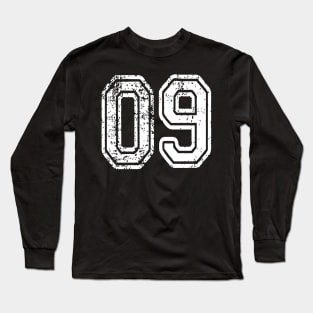 Number 09 Grungy in white Long Sleeve T-Shirt